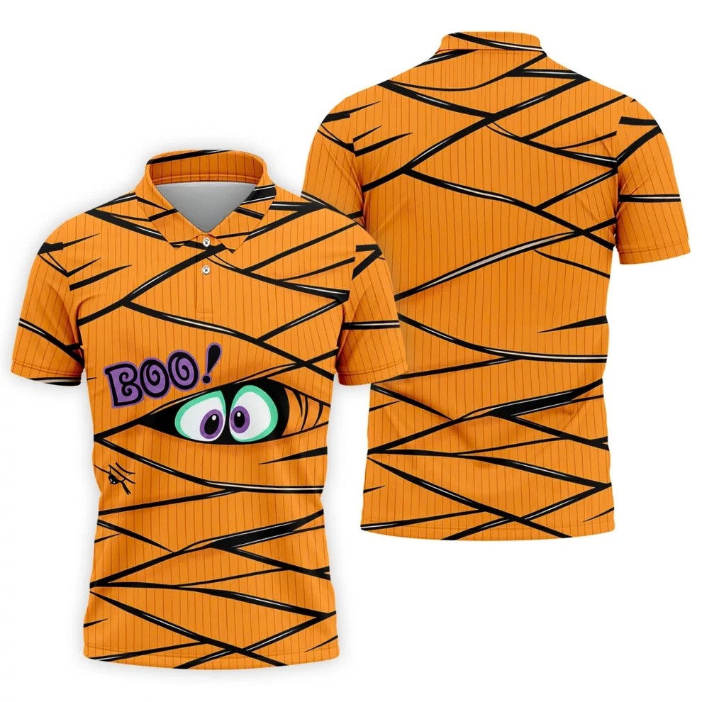 Boo Mummy Halloween Horror Character Polo Shirt, Polo Shirts For Men, Printed Golf Shirts