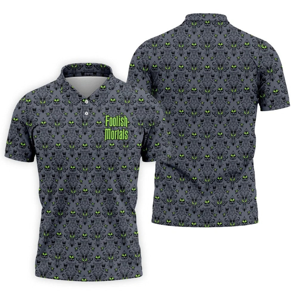 Foolish Mortals Haunted Halloween Polo Shirt, Printed Golf Shirts, Golf Apparel For Men