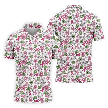 Breast Cancer Awareness Ribbon Flower Men Shirt, Cancer Awareness Shirt, Polo ShirtFor Men