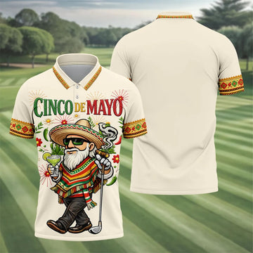 Margarita Man Cinco De Mayo Celebration Beige Golf Shirt, Fiesta Theme Golf Shirts For Men