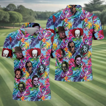 Tropical Horror Character Halloween Golf Shirt, Mens Golf Shirts, Golf Polo Shirts For Men