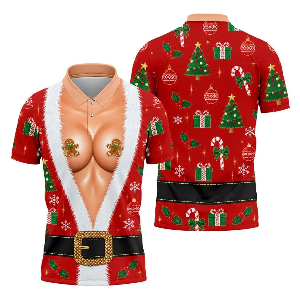 Gingerbread Costume Christmas Golf Shirt, Mens Golf Shirts, Polo Shirts For Men