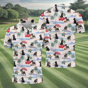 Schnauzer Beach Vacation Tropical Golf Polo Shirt, Hawaiian Golf Shirt, Golf Shirts For Men