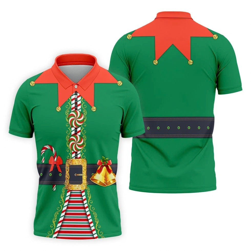 Funny Christmas Elf Golf Tops For Men, Christmas Golf Shirt, Polo Shirts For Men, Christmas Golf Shirt