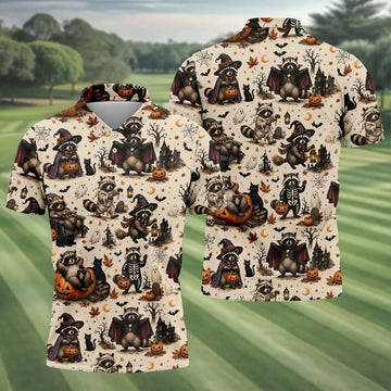 Jimothy Raccoon Costume Halloween Golf Polo Shirt, Golf Clothing, Mens Golf Shirt