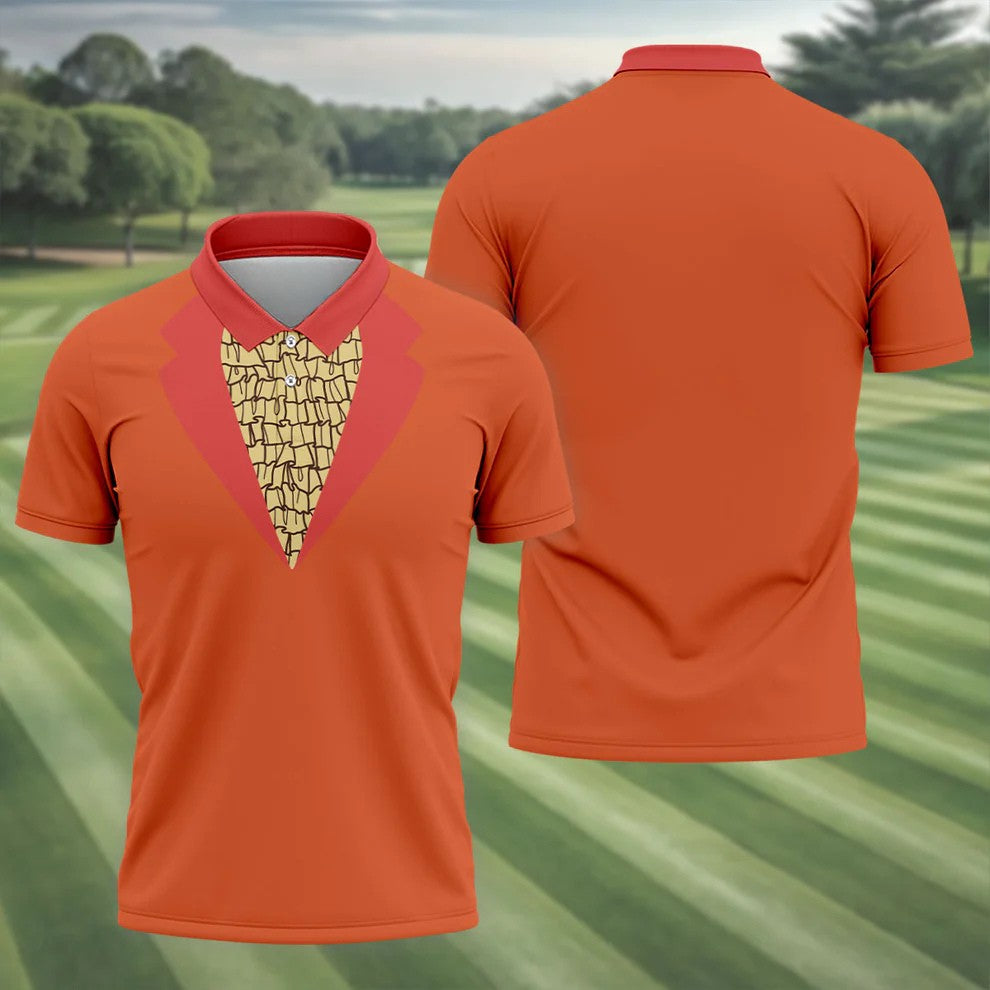Orange Blue Tuxedo Men's Funny Golf Shirts, Father's Day Golf Shirt, Golf Gift For Dad