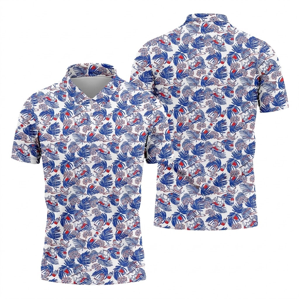 Par-Tee In The USA Red White Blue Tropical Golf Shirt, 250 Years Patriotic 4th Of July Golf Shirts For Men
