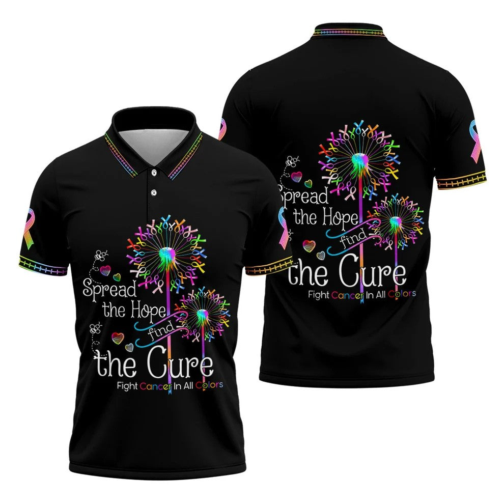 Spread The Hope Find The Cure Breast Cancer Awareness Golf Polo Shirt, Golf Shirts For Men