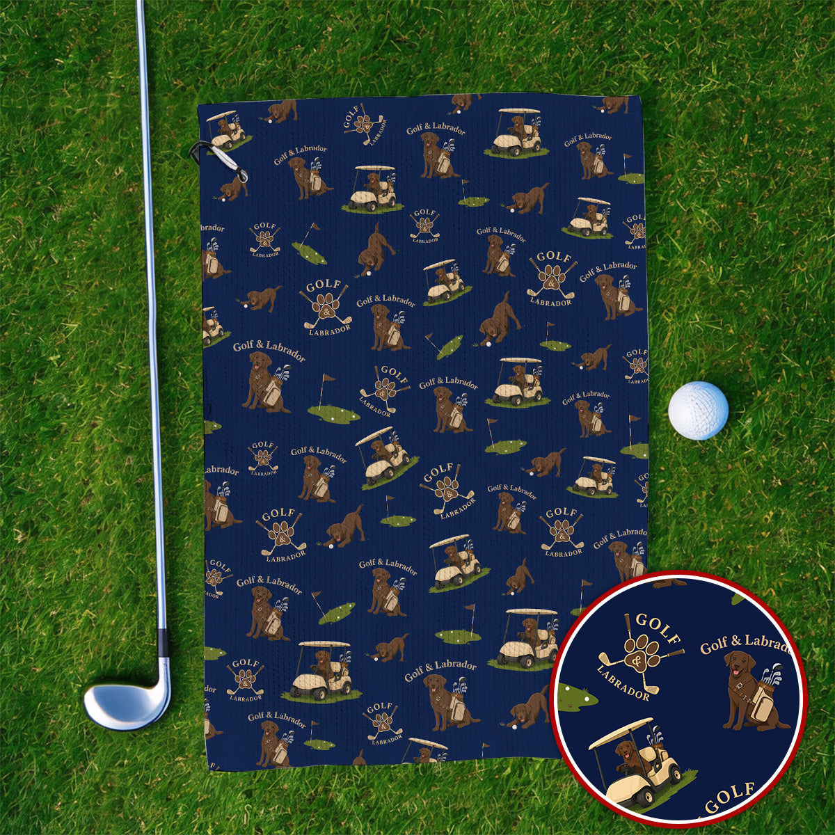 Labrador Pattern Golf Towel, Funny Dog  Golf Towels, Crazy Golf Gift For Golfer