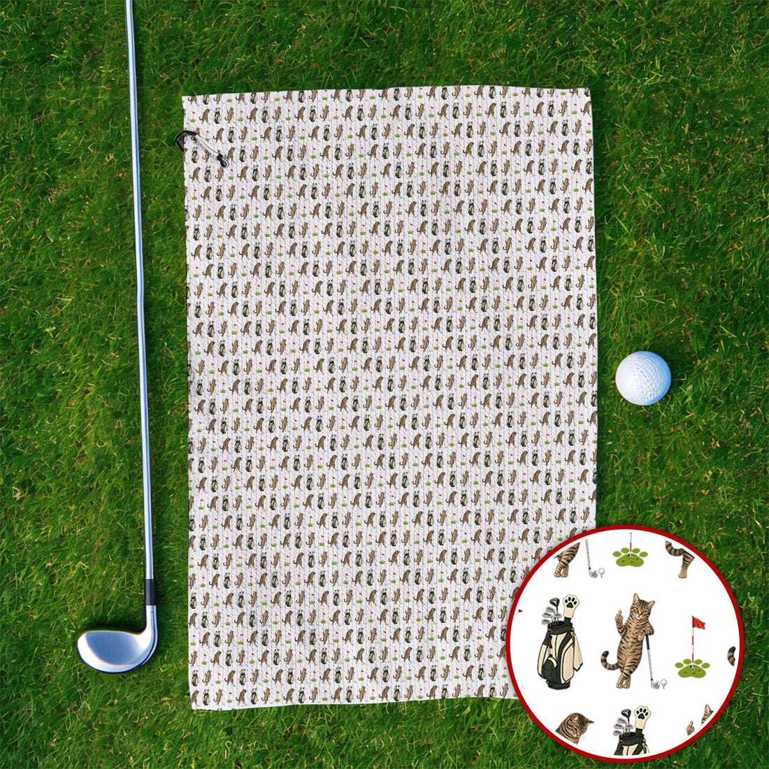 Funny Cat Golf Towels, Cats Pattern Golf Towel, Cat Lover Golf Gift