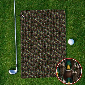 Funny Mallard Duck Pattern Towels, Rebel Duck Hunting Golf Towel, Golf Gift For Golfer