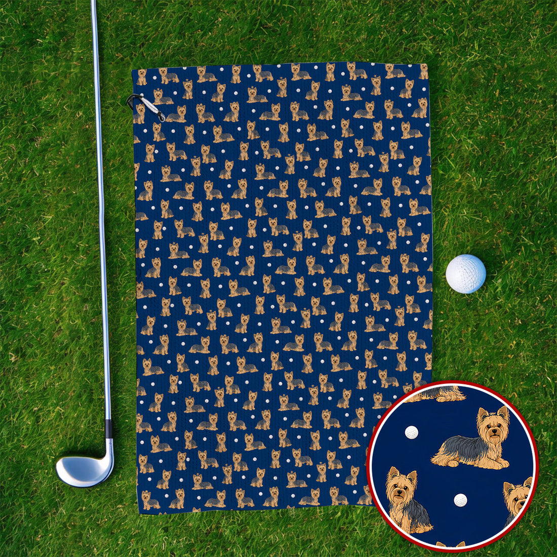 Yorkshire Terrier Golf Towel, Cute Yorkie Pattern Golf Towels, Dog Lover Golf Gift