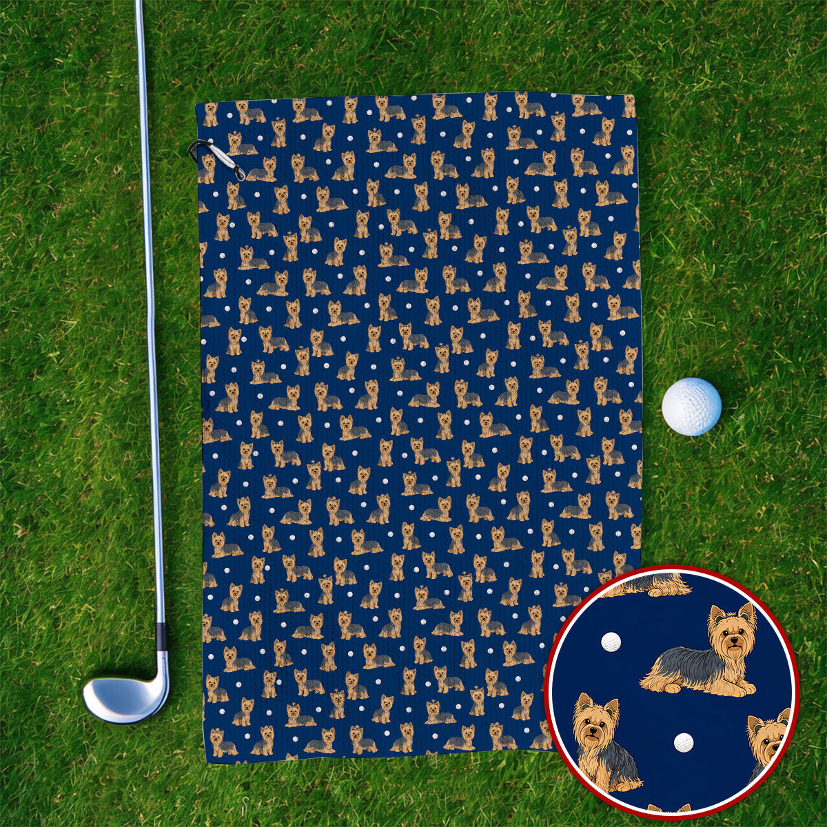 Yorkshire Terrier Golf Towel, Cute Yorkie Pattern Golf Towels, Dog Lover Golf Gift
