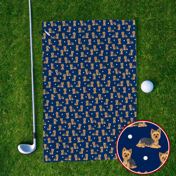 Yorkshire Terrier Golf Towel, Cute Yorkie Pattern Golf Towels, Dog Lover Golf Gift
