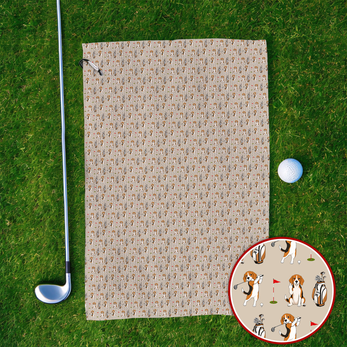 Beagle Golf Pattern Golf Towel, Hunting Dog Golf Towels, Funny Golf Gift For Golfer