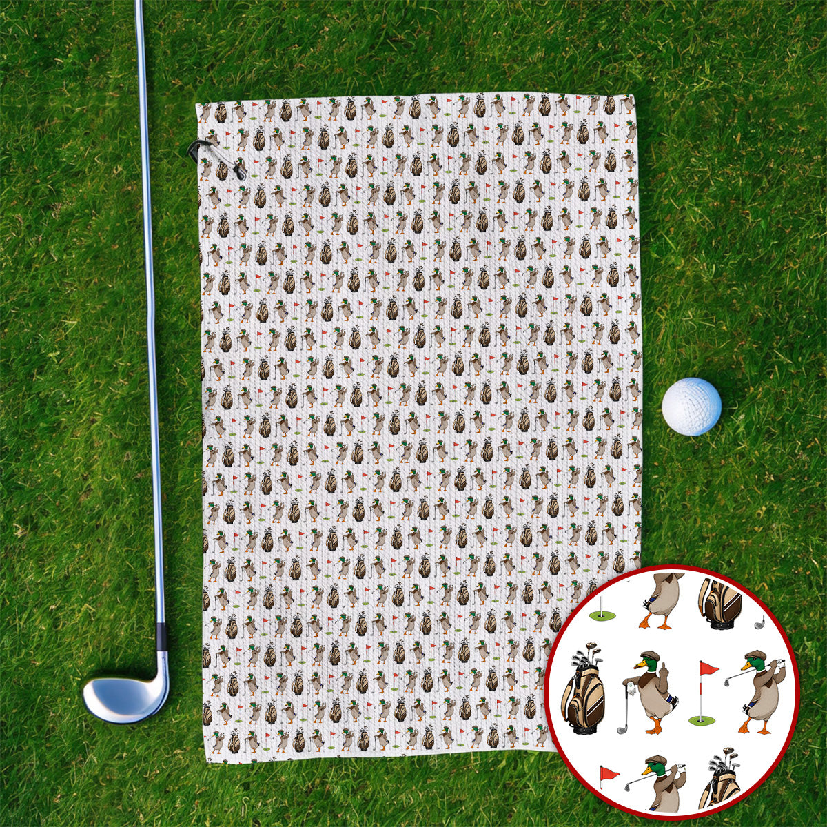 Mallard Duck Golf Towel, Funny Waterfowl Pattern Golf Towels, Perfect Gift for Golfers & Duck Hunters