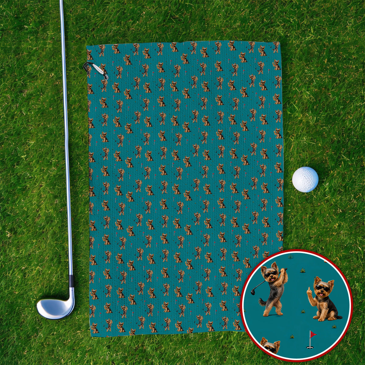 Funny Yorkshire Terrier Golf Towel, Cool Yorkie Pattern Golf Towels, Gift For Golf Lovers