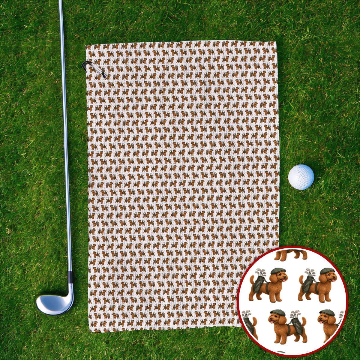Funny Dog Pattern Golf Towel, Poodle Golf Towels, Golf Gift For Golfer