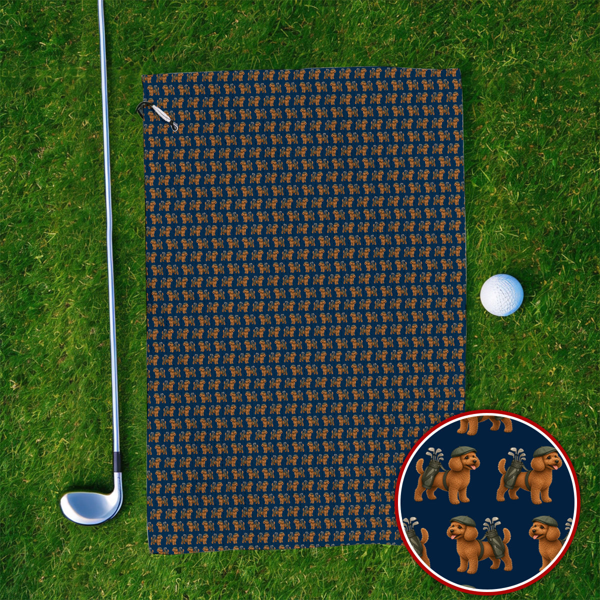 Funny Dog Pattern Golf Towel, Poodle Golf Towels, Golf Gift For Golfer
