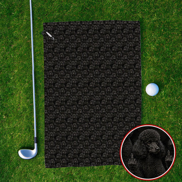 Black Poodle Pattern Golf Towels, Crazy Poodle Golf Towel, Golf Gift For Golfer