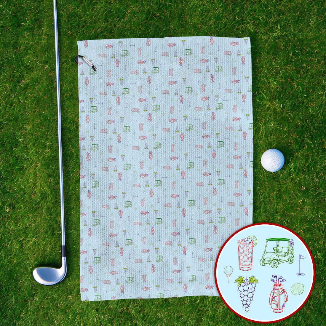 Transfusion Drink Golf Towel, Golf Cocktail Pattern Golf Towels, Cool Golf Lover Apparel For Golfer