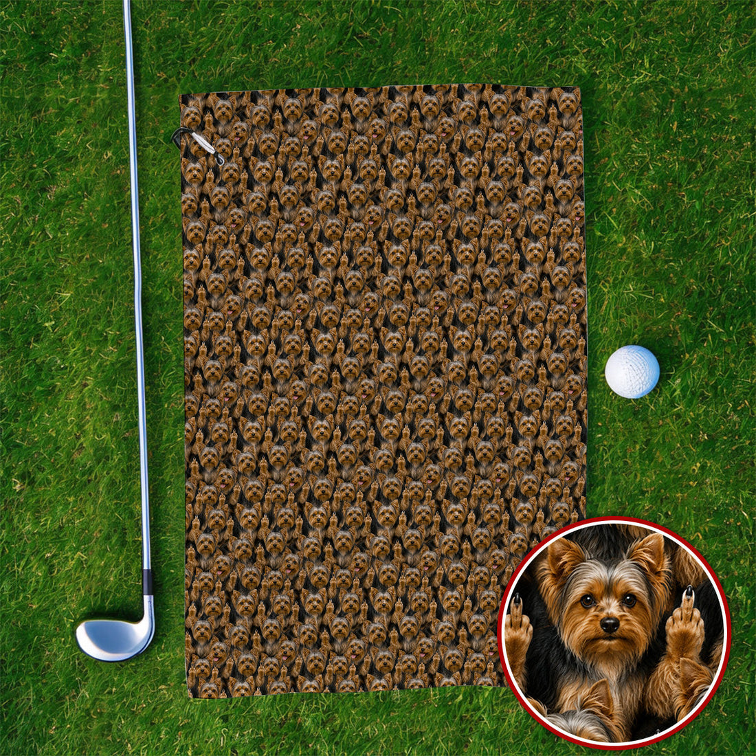 Yorkshire Terrier Golf Towel, Funny Yorkie Pattern Golf Towels, Golf Gift For Dog Lovers