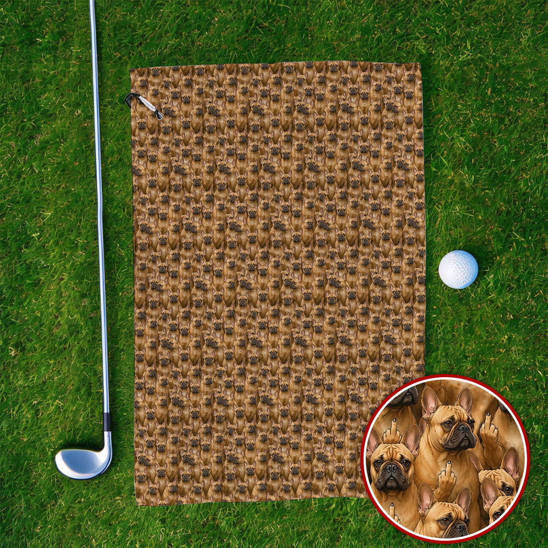 Funny French Bulldog Golf Towel, Frenchie Pattern Golf Towels, Dog Dad Golf Gift