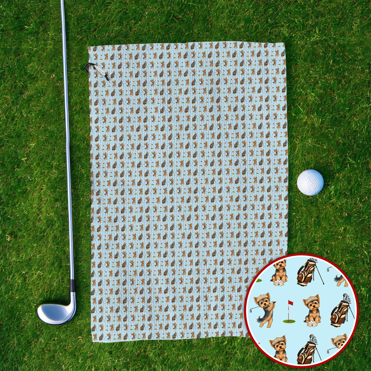 Yorkshire Terrier Golf Towel, Cute Yorkie Pattern Golf Towels, Gift for Golf Lovers