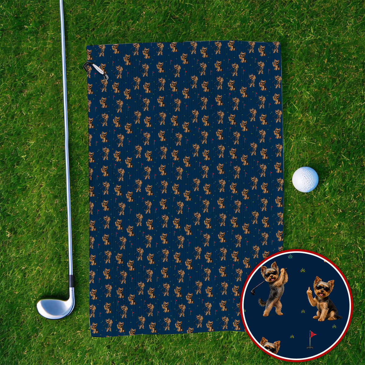 Funny Yorkshire Terrier Golf Towel, Cool Yorkie Pattern Golf Towels, Gift For Golf Lovers