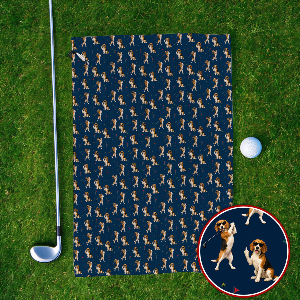 Beagle Pattern Golf Towels, Funny Beagle Golf Towel, Dog Lover Gift For Golfer