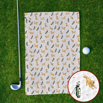 Funny Golden Retriever Pattern Golf Towel, Golden Retriever Golf Towels For Golfer, Dad Golf Gift