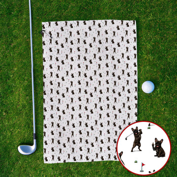 Frenchie Golf Towel, French Bulldog Pattern Towels, Funny Golf Gift For Golfer