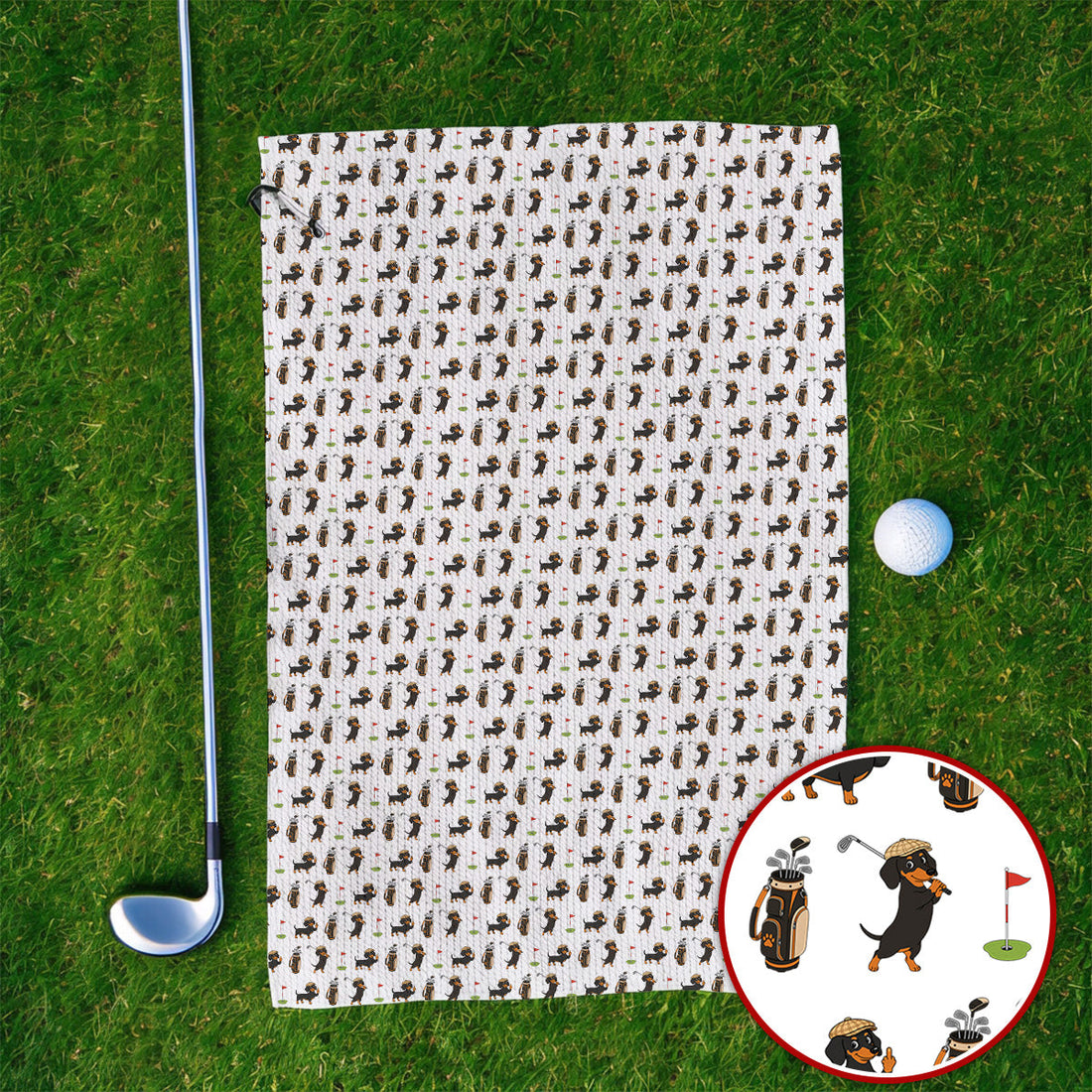 Dachshund Golf Towels, Funny Wiener Dog Pattern Golf Towel, Doxie Lover Golf Gift