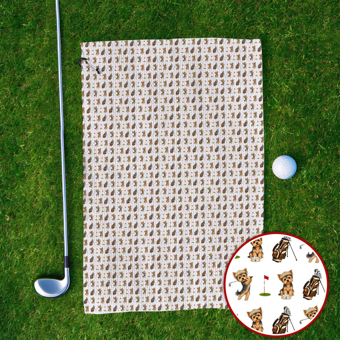 Yorkshire Terrier Golf Towel, Cute Yorkie Pattern Golf Towels, Gift for Golf Lovers