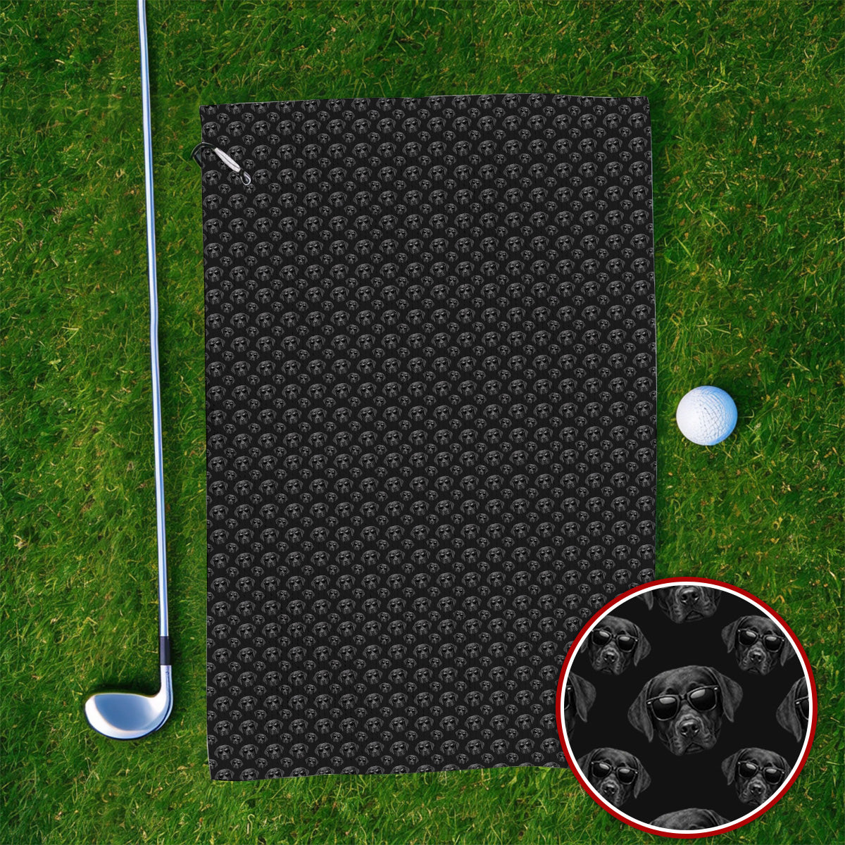 Labrador Retriever Golf Towel, Black Lab Sunglasses Pattern Towels, Funny Golf Gift For Dog Lover
