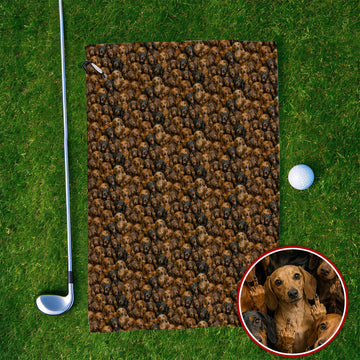 Funny Dachshund Golf Towel, Wiener Dog Pattern Golf Towels, Doxie Lover Gift For Golfer
