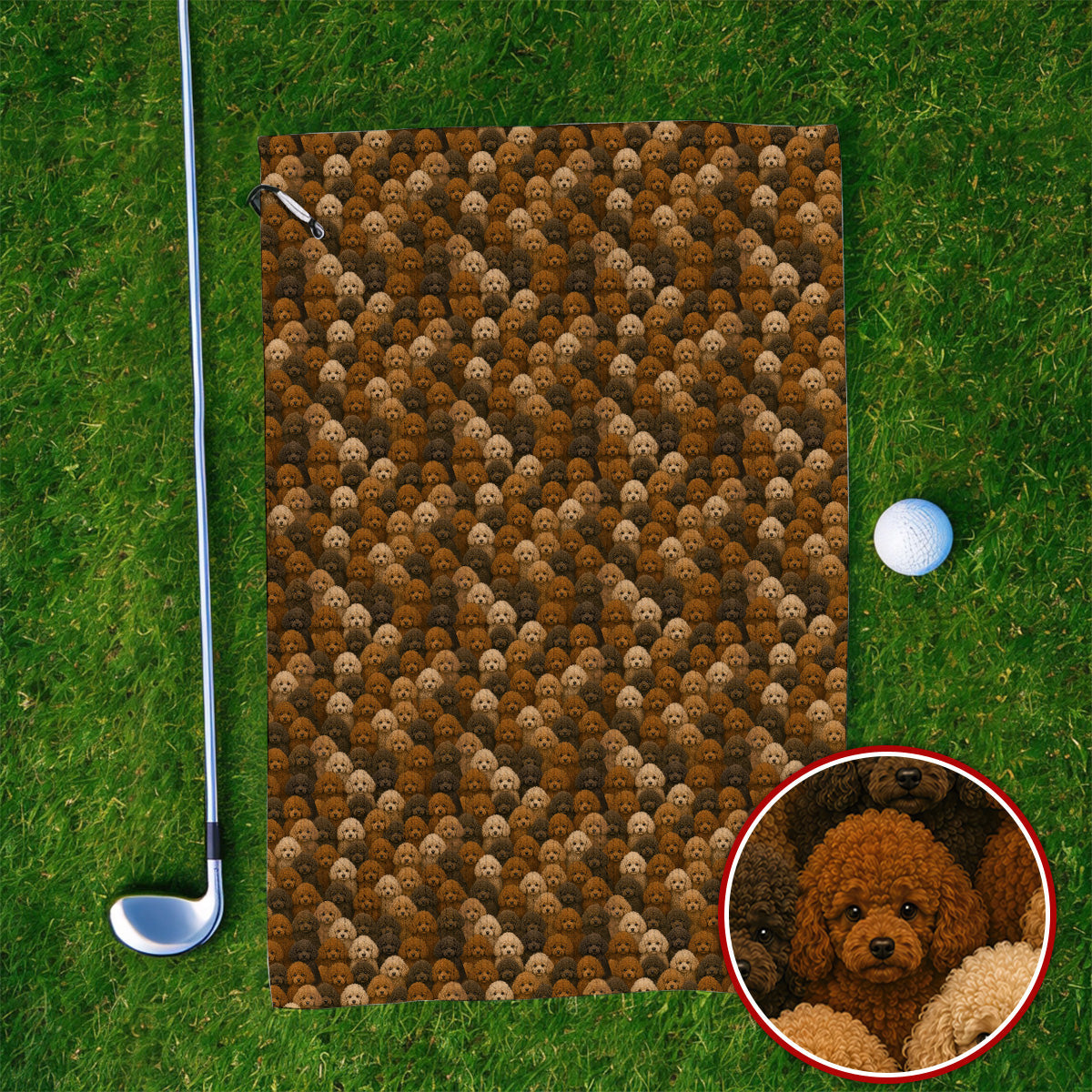 Funny Poodle Pattern Golf Towel, Poodle Dog Golf Towels, Golfer Dog Lover Gift