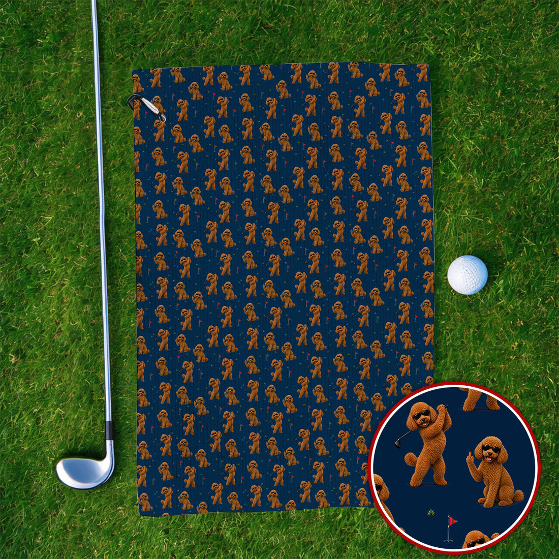 Funny Poodle Pattern Golf Towel, Cool Poodle Dog Golf Towels, Perfect Golf Gift For Golfer