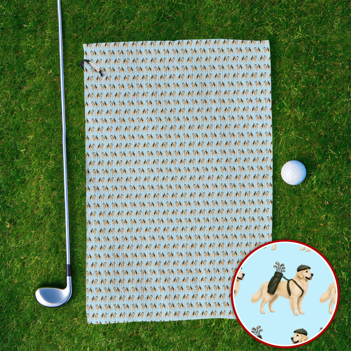 Golden Retriever Golf Towel, Funny Pattern Golf Towels, Golden Retriever Dad Gift