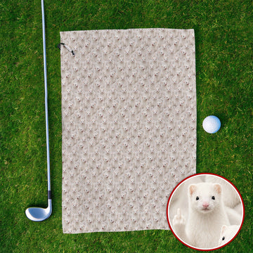 White Ferret Pattern Golf Towels, Funny Ferret Golf Towel, Golf Gift For Golfer