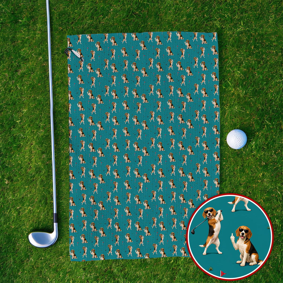 Beagle Pattern Golf Towels, Funny Beagle Golf Towel, Dog Lover Gift For Golfer