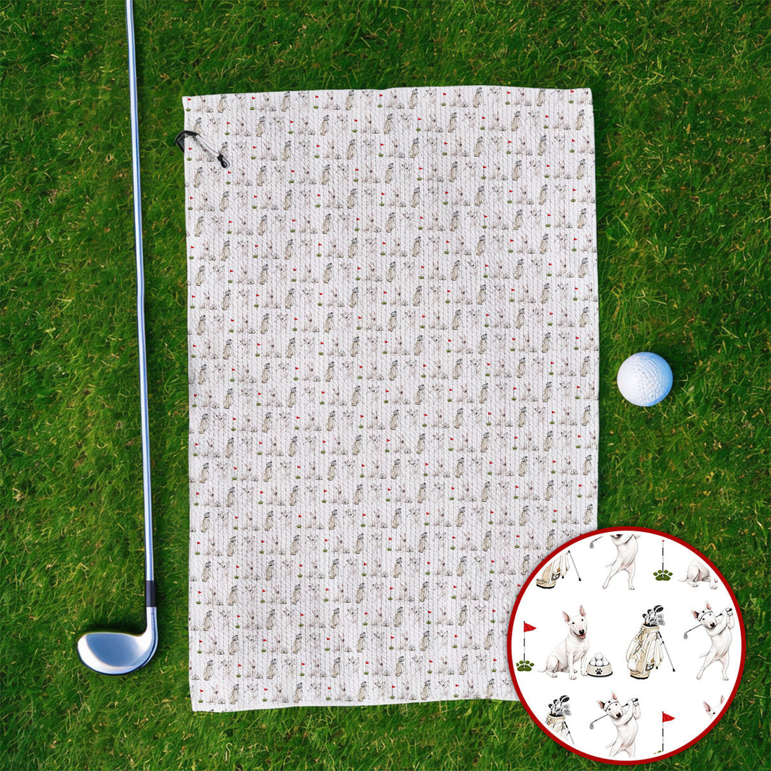 Bull Terrier Golf Towels, Bull Terrier Pattern Golf Towel, Funny Dog Dad Gift