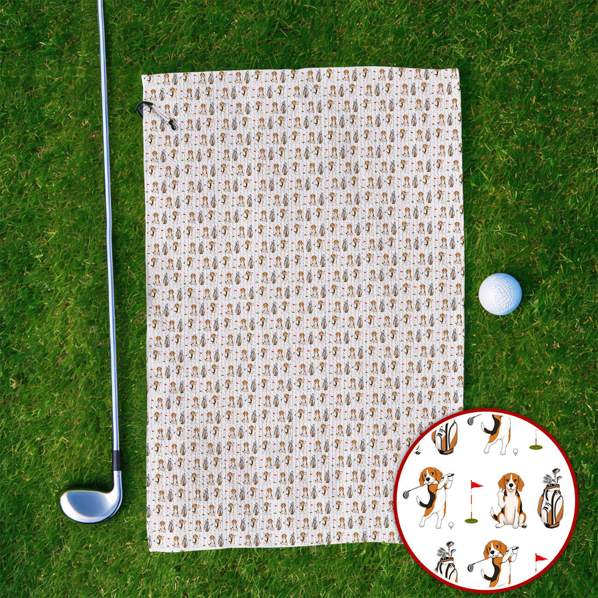 Beagle Golf Pattern Golf Towel, Hunting Dog Golf Towels, Funny Golf Gift For Golfer