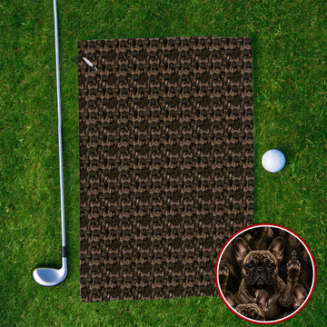 French Bulldog Pattern Golf Towel, Brindle Frenchie Golf Towels, Golf Gift For Golfer