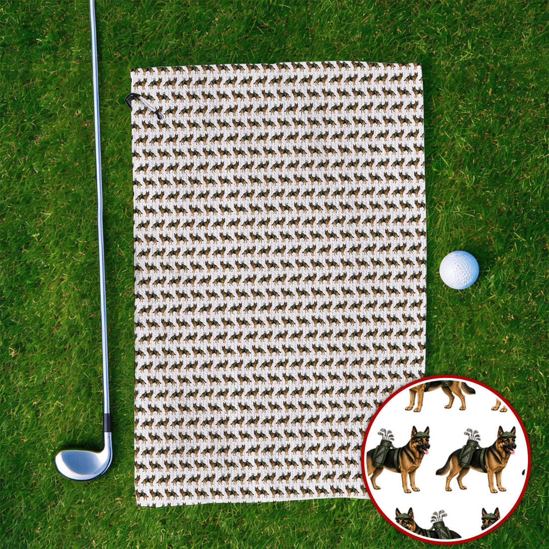 German Shepherd Golf Towel, Dog Lover Pattern Golf Towel, Funny Golfer Dog Gift