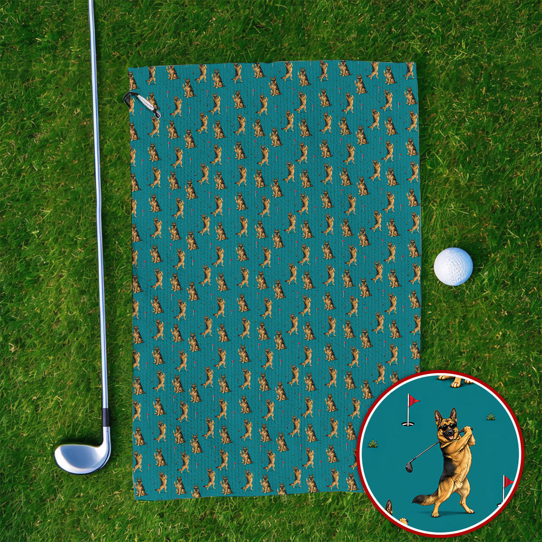 Funny German Shepherd Golf Towels, Dog Lover Pattern Golf Towel, Golf Gift For Golfer