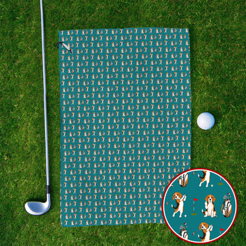 Beagle Golf Pattern Golf Towel, Hunting Dog Golf Towels, Funny Golf Gift For Golfer
