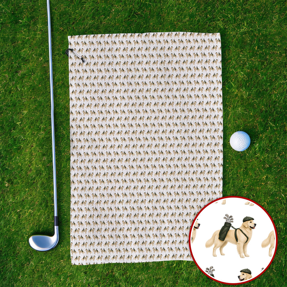 Golden Retriever Golf Towel, Funny Pattern Golf Towels, Golden Retriever Dad Gift