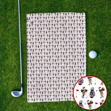 USA Patriotic Eagle Golf Towel, American Flag Eagle Golf Pattern Towels, 4th of July Golf Gift for Golfer