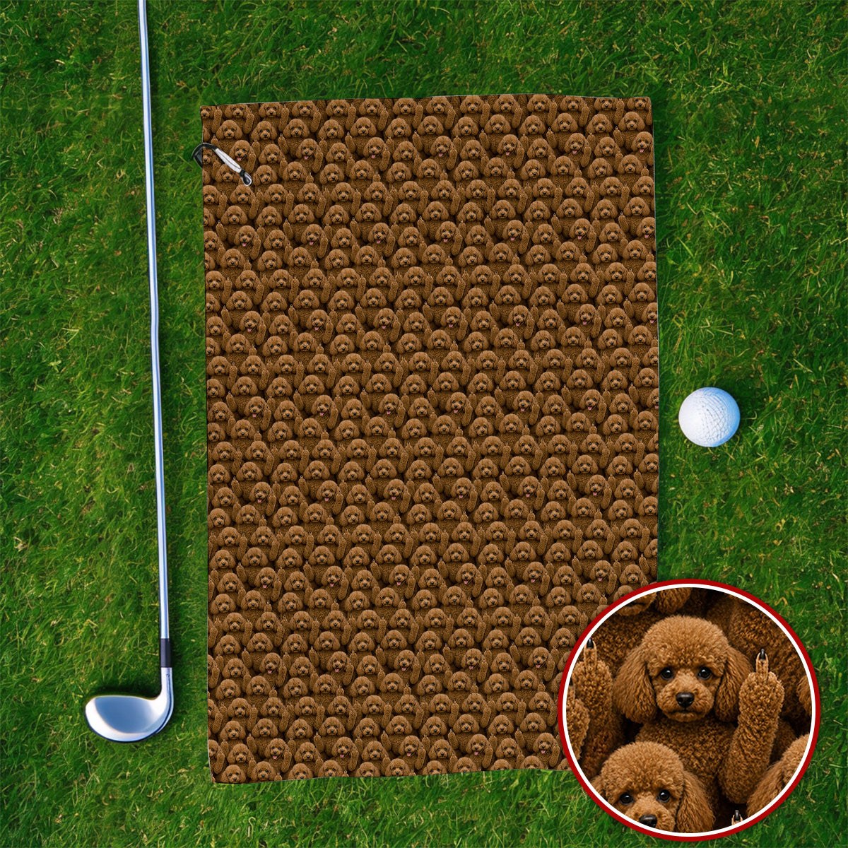Poodle Dog Golf Towel, Funny Poodle Pattern Golf Towels, Golf Gift For Golfer